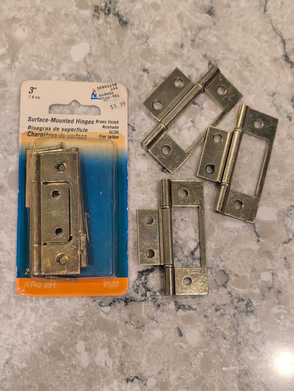 Surface-Mounted Hinges - Brass Finish